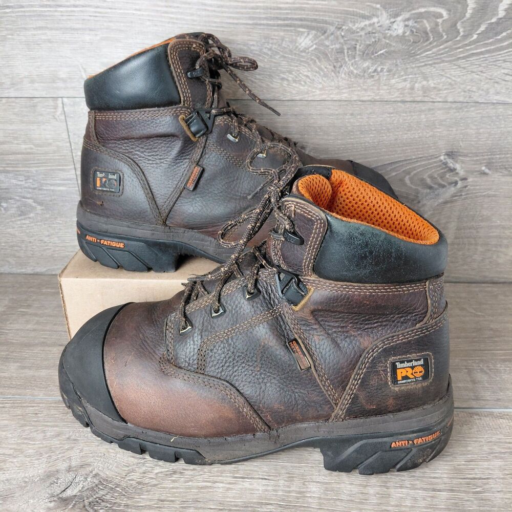 Timberland PRO Helix Boots Mens 9 Leather HD 6" Composite Toe Waterproof Work